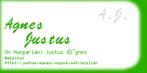 agnes justus business card